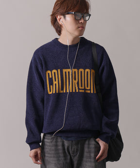 デカロゴニットプルオーバー / ニット ロゴ クルーネック モール ネイビー