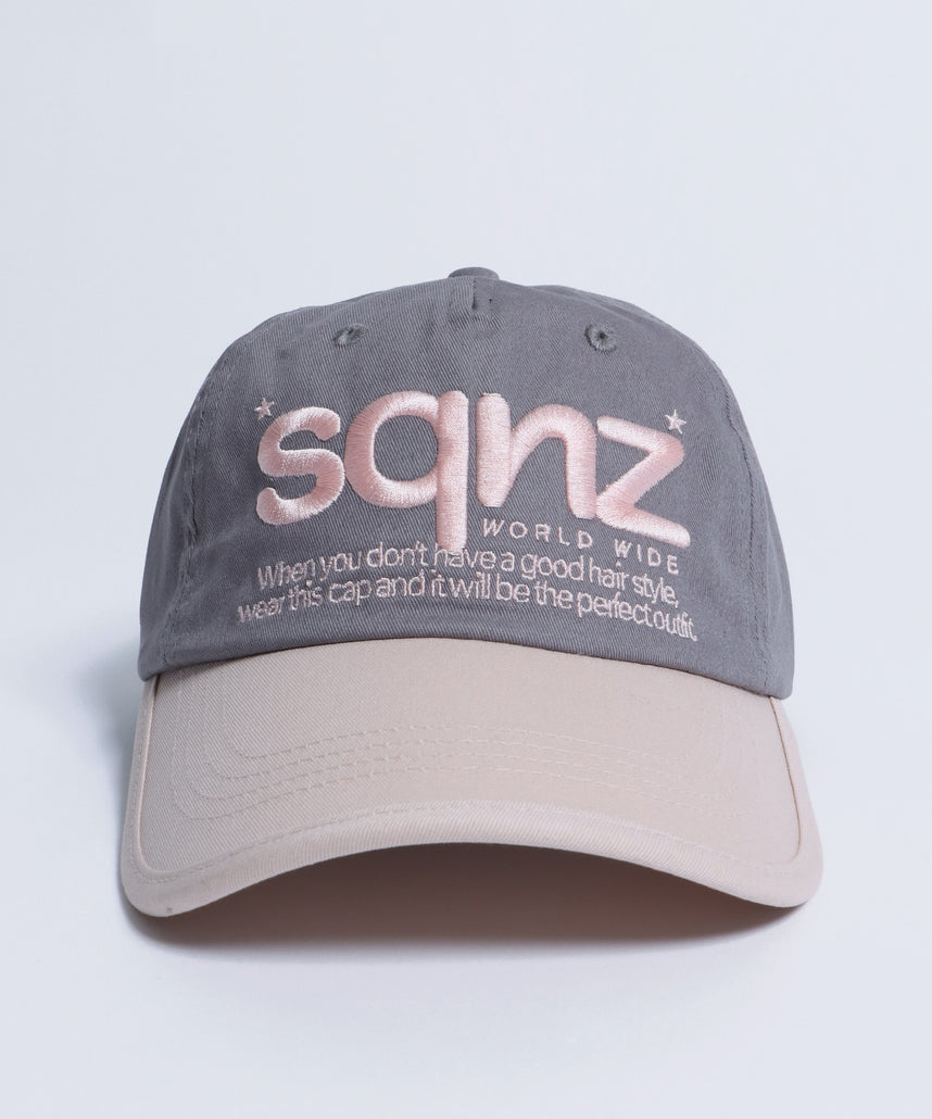 ※WEB限定 / ロゴ刺繍キャップ / sqnz logo cap ライトピンク