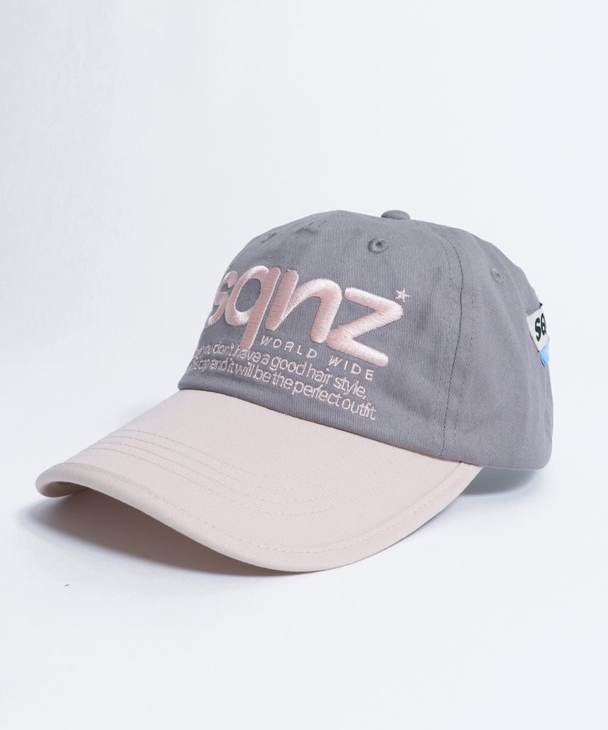 ※WEB限定 / ロゴ刺繍キャップ / sqnz logo cap ライトピンク