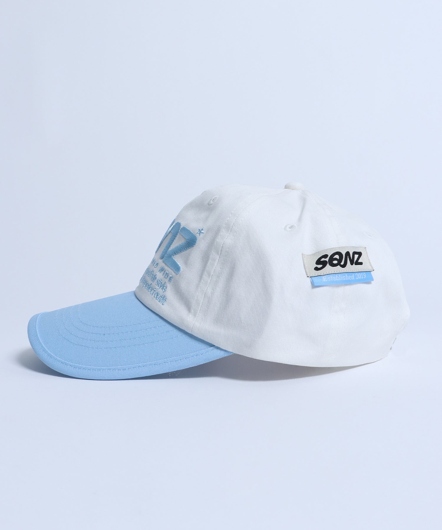 ※WEB限定 / ロゴ刺繍キャップ / sqnz logo cap ライトブルー