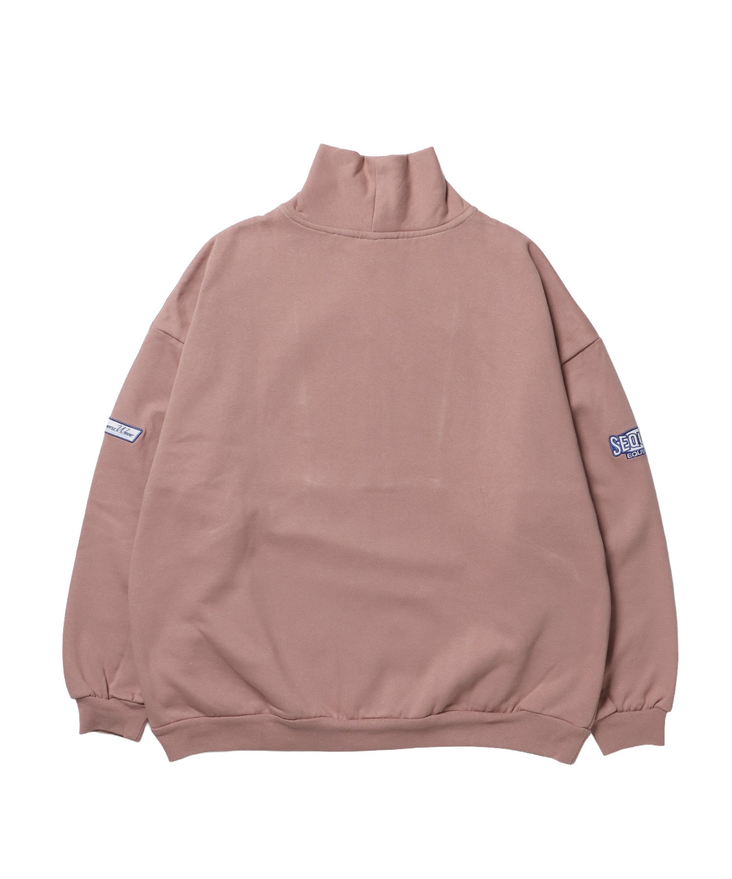 90s 1/2 ZIP SWEAT / 裏起毛 オーバーサイズ プルオーバー スウェット ルーズシルエット ハーフジップ 刺繍 ポケット ジップアップ セットアップ ピンク ≪SET UP着用可能≫