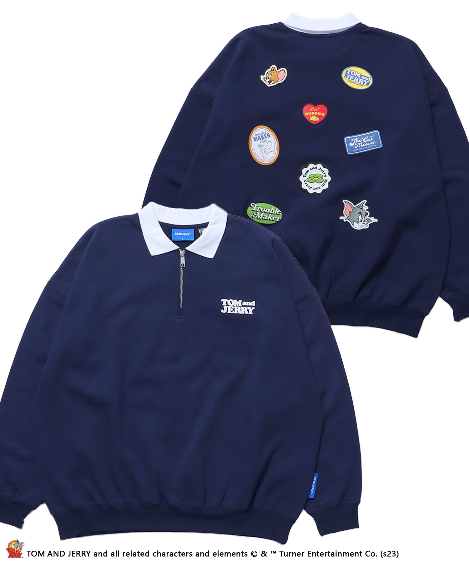 TOM and JERRY POP PATCHS ZIP POLO SWEAT/ トムとジェリー ハーフ ...