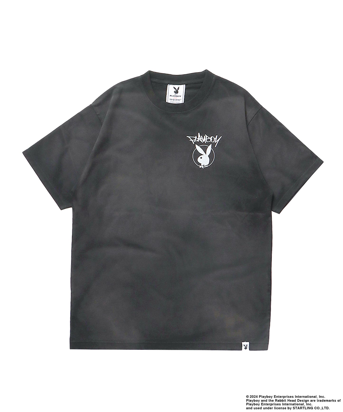 PB O.G LOGO FADE S/S TEE / PLAYBOY×Sequenz フェード加工 90s ヴィンテージ Tシャツ グラフィティ プリント 半袖 ブラック