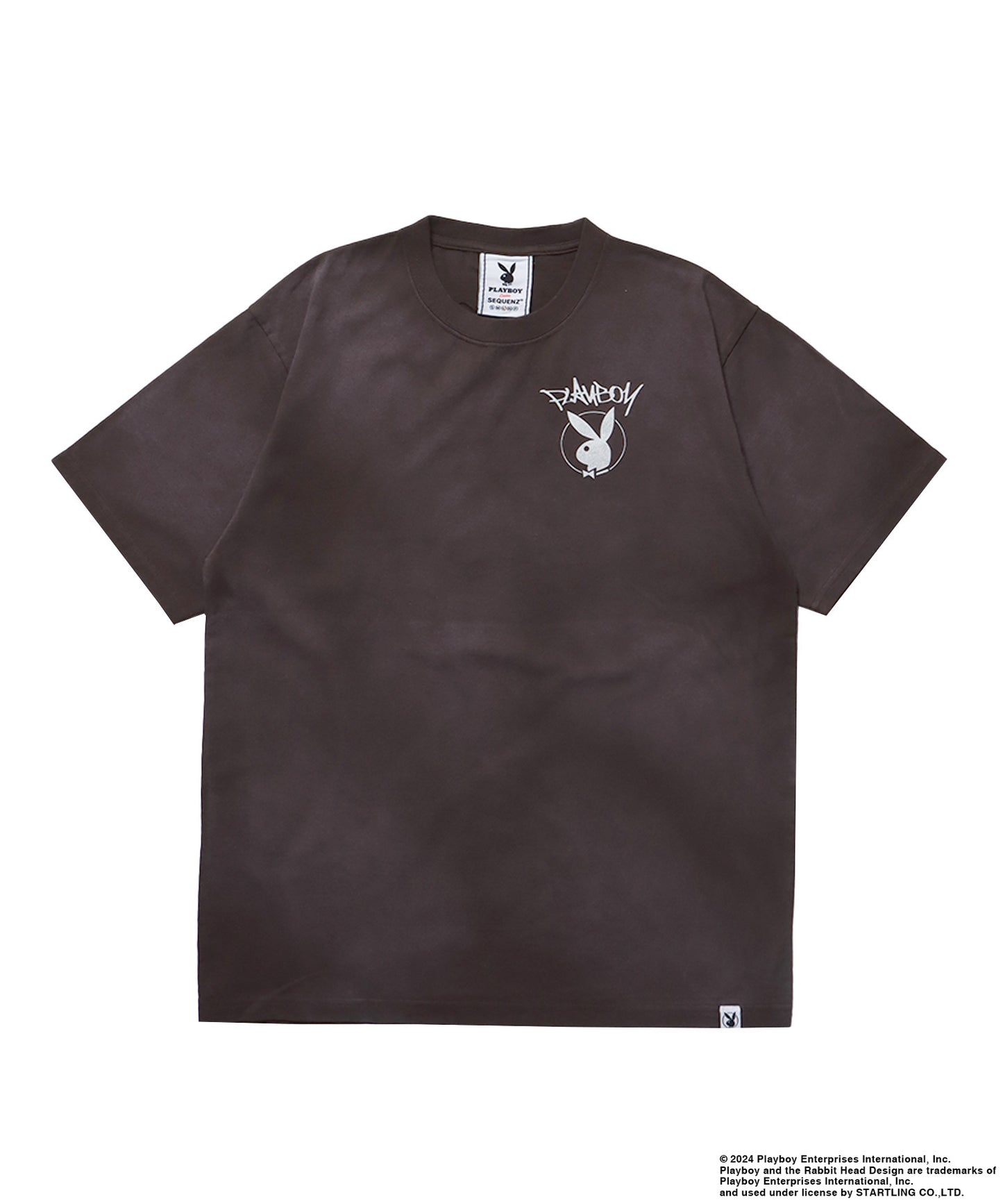 PB O.G LOGO FADE S/S TEE / PLAYBOY×Sequenz フェード加工 90s ヴィンテージ Tシャツ グラフィティ プリント 半袖 ダークブラウン