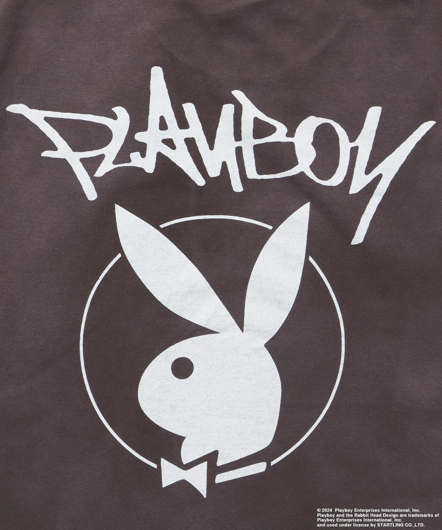 PB O.G LOGO FADE S/S TEE / PLAYBOY×Sequenz フェード加工 90s ヴィンテージ Tシャツ グラフィティ プリント 半袖 ダークブラウン
