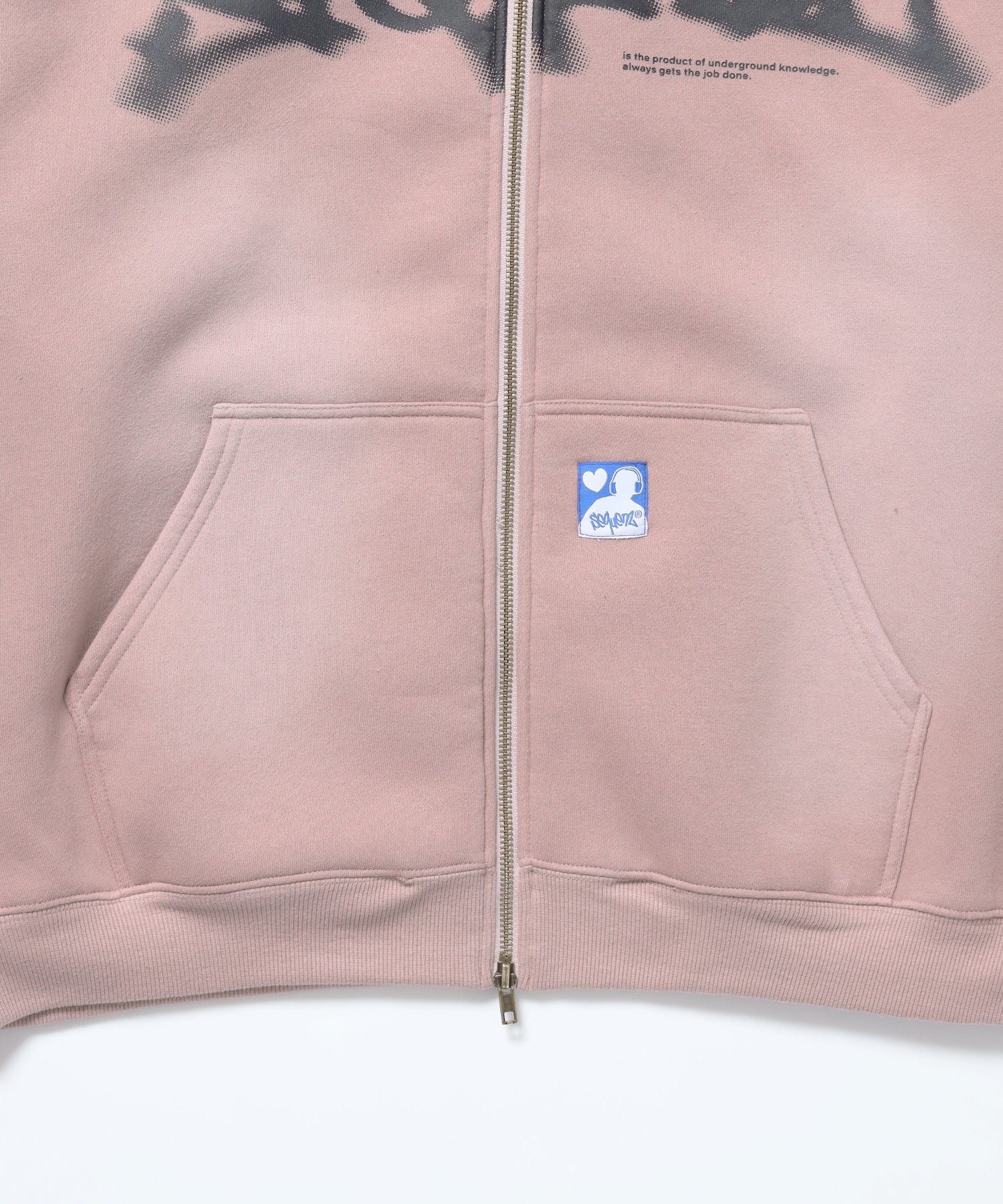 FADE ZIP P/K /フェード フルジップ オーバーサイズ ヴィンテージライク センターロゴ 裏起毛 ピンク ≪SET UP着用可能≫