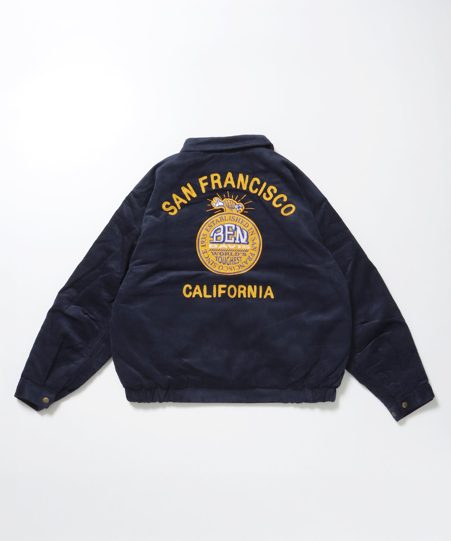 REMOVAL BOA COLLAR CORD JACKET /ジャケット ボア 刺繍 ワッペン スイングトップ ネイビー