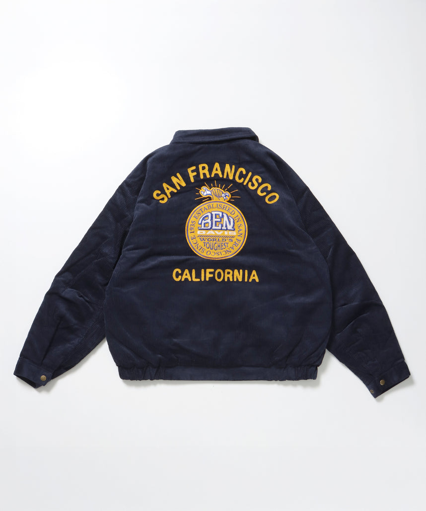 REMOVAL BOA COLLAR CORD JACKET /ジャケット ボア 刺繍 ワッペン スイングトップ ネイビー