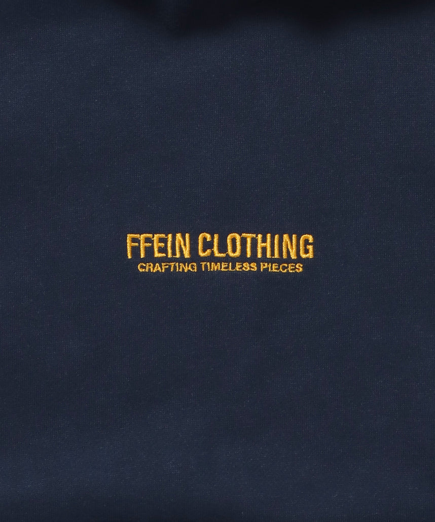 ヘビーウエイトセンターミニロゴジップパーカー / パーカー 裏起毛 ジップ 刺繍 ロゴ フーディ ダブルジップ ネイビー