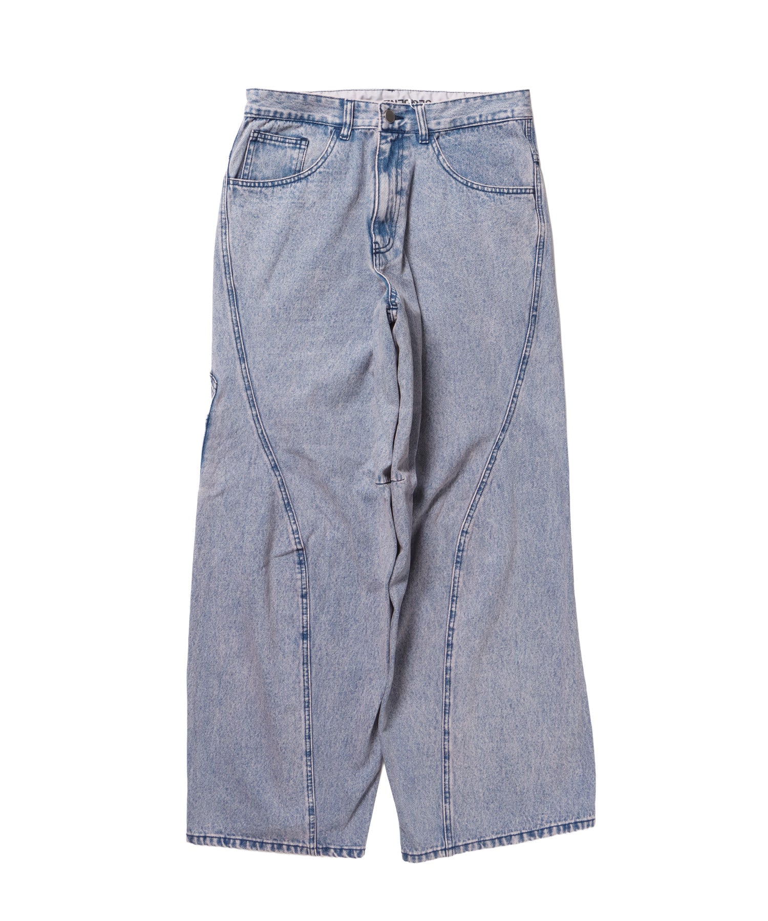 sqnz washed curve denim pants / カーブデニム ワイドパンツ ヴィンテージライク オーバーダイ グレイッシュピンク≪SET UP着用可能≫