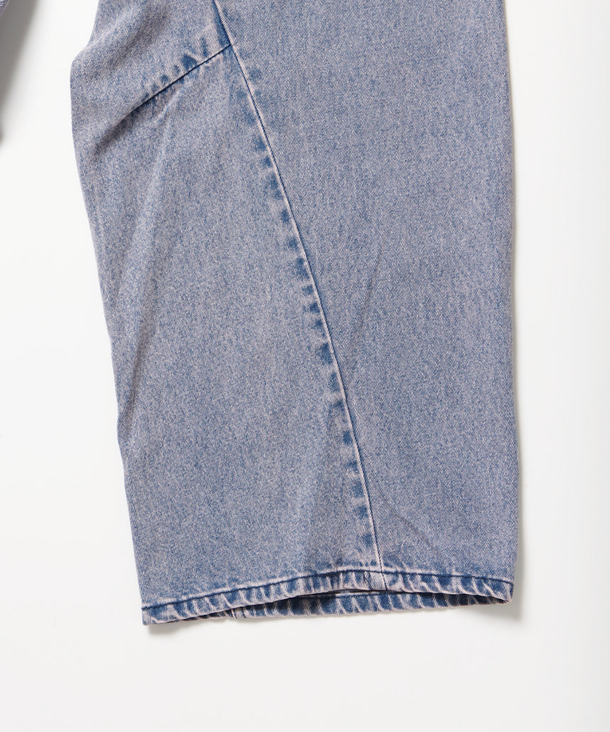 sqnz washed curve denim pants / カーブデニム ワイドパンツ ヴィンテージライク オーバーダイ グレイッシュピンク≪SET UP着用可能≫