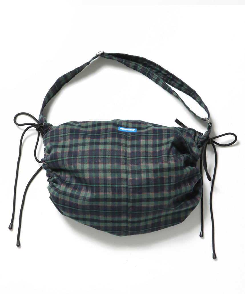 SHOULDER GATHER BAG / テック ショルダーバッグ 調節可能 ドローコード グリーン
