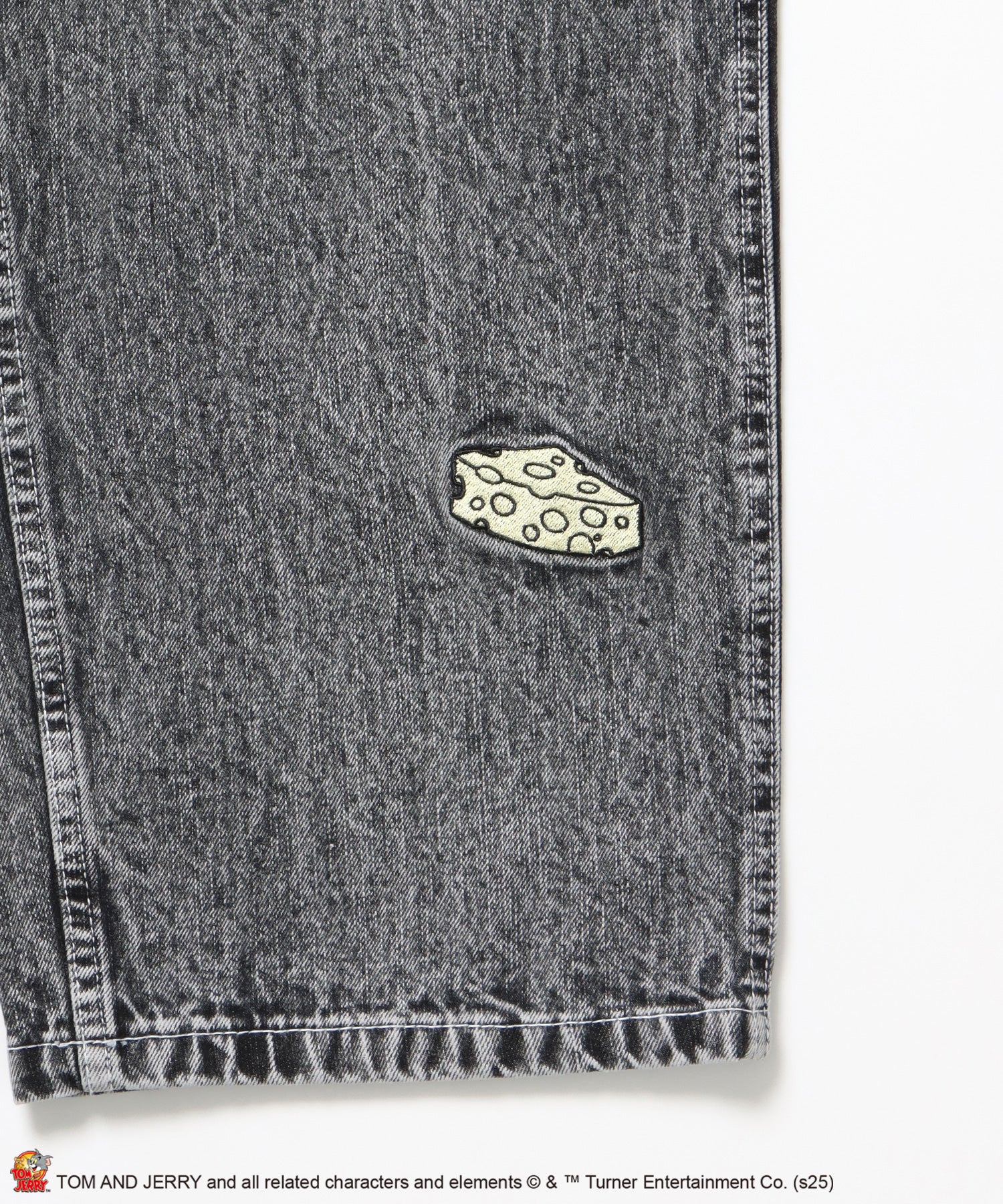 【SEQUENZ(シークエンズ)】TJ CHASE DENIM PANTS / トムとジェリー パンツ 長ズボン ワンポイント 刺繍 ブラック