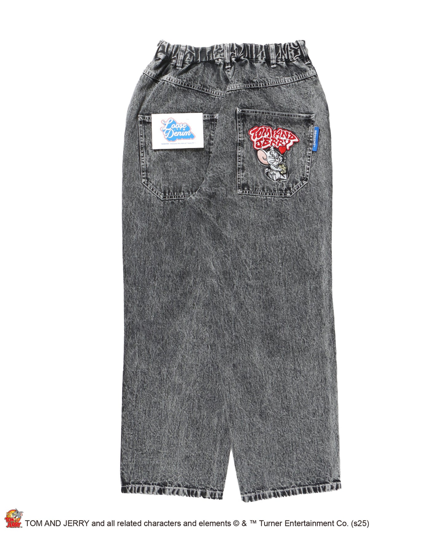 【SEQUENZ(シークエンズ)】TJ CHASE DENIM PANTS / トムとジェリー パンツ 長ズボン ワンポイント 刺繍 ブラック