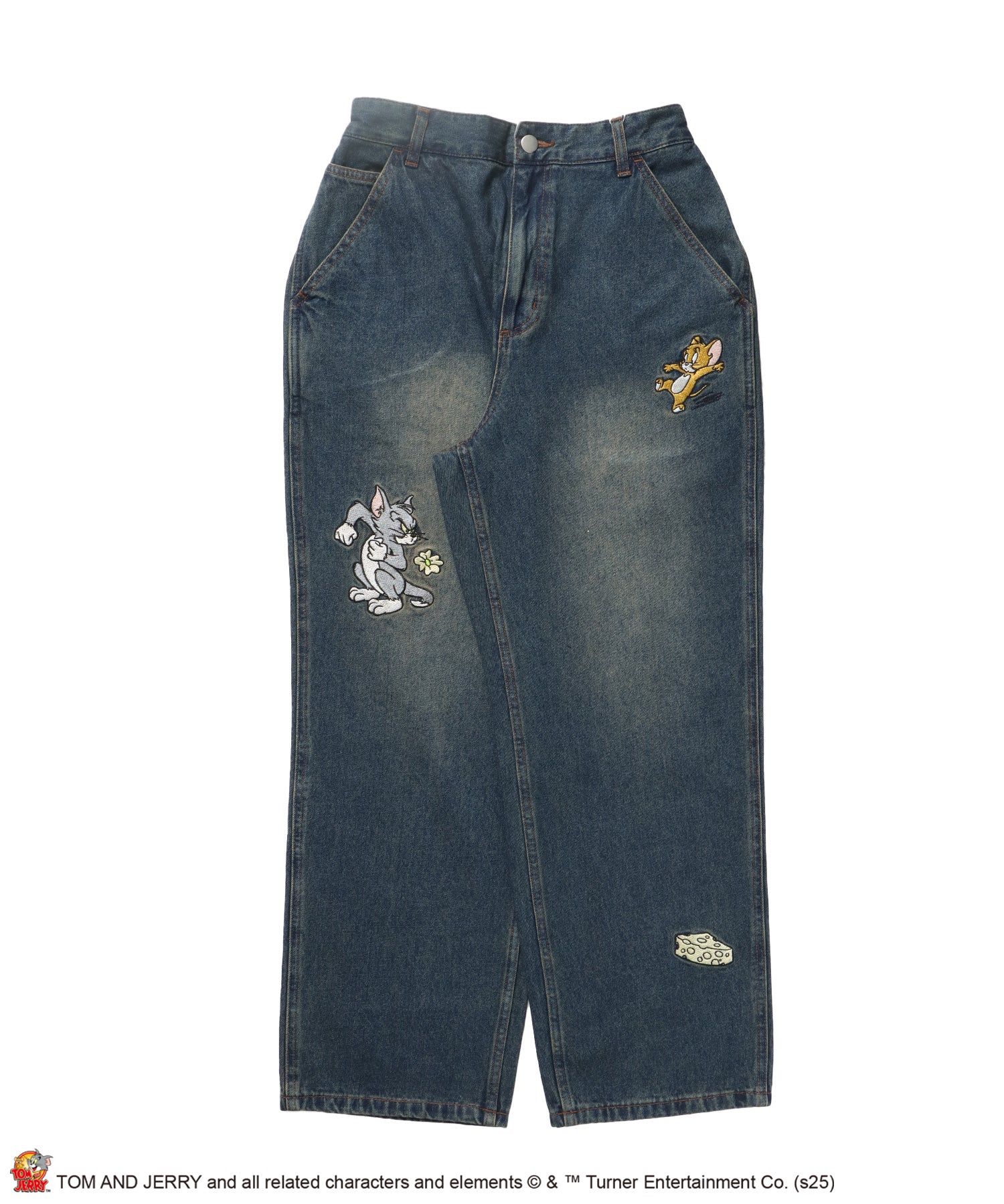 【SEQUENZ(シークエンズ)】TJ CHASE DENIM PANTS / トムとジェリー パンツ 長ズボン ワンポイント 刺繍 ネイビー