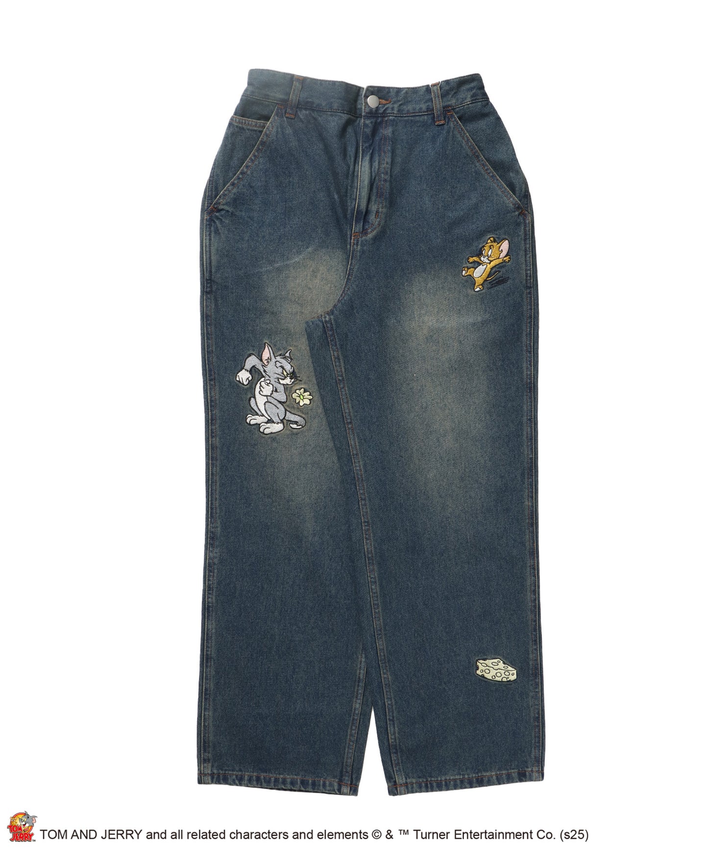 【SEQUENZ(シークエンズ)】TJ CHASE DENIM PANTS / トムとジェリー パンツ 長ズボン ワンポイント 刺繍 ネイビー