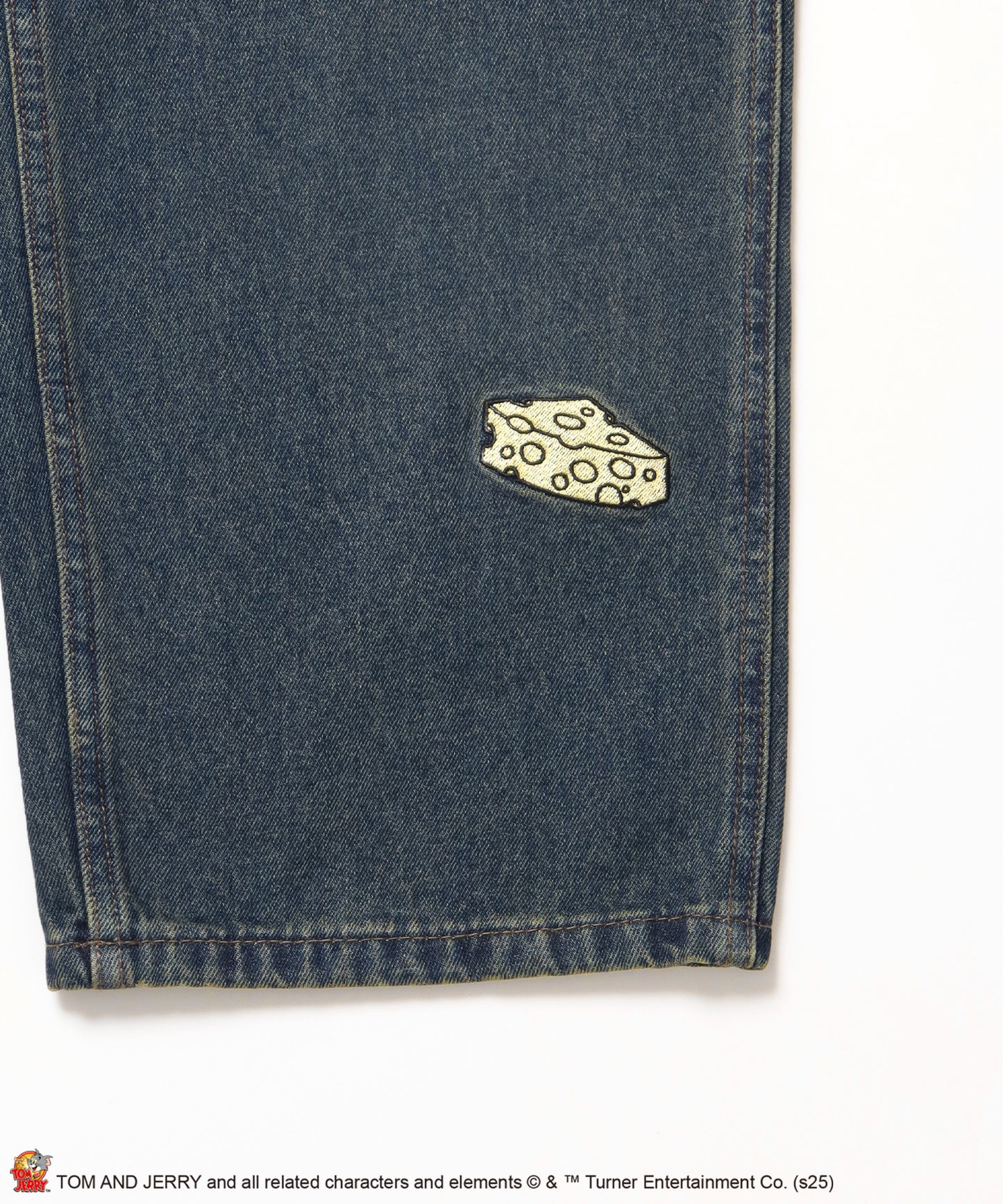 【SEQUENZ(シークエンズ)】TJ CHASE DENIM PANTS / トムとジェリー パンツ 長ズボン ワンポイント 刺繍 ネイビー