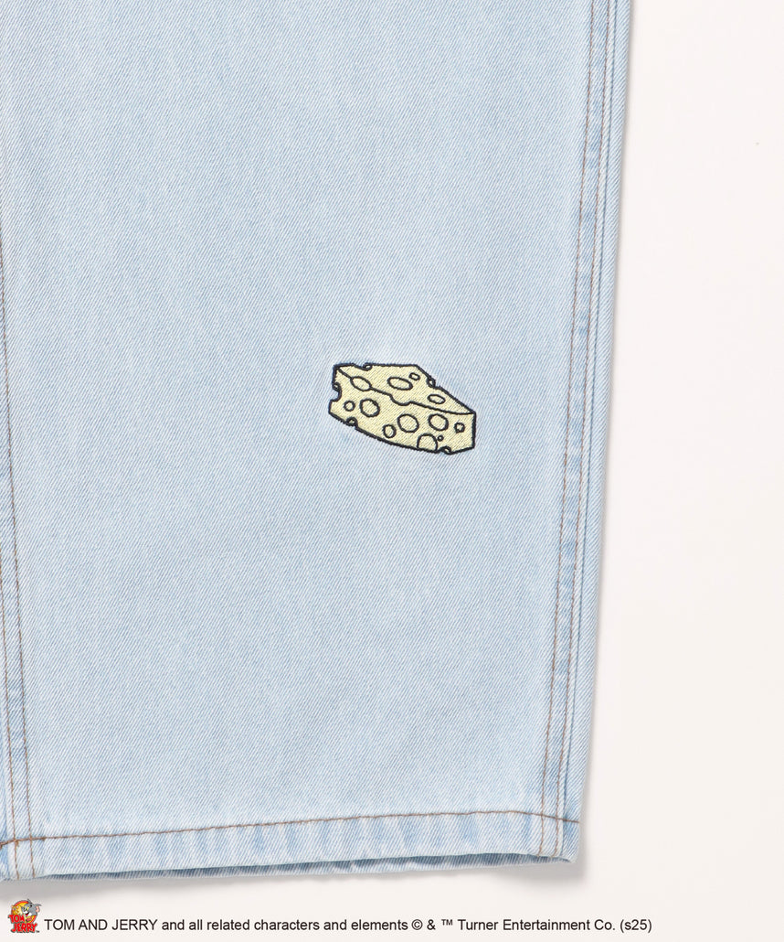 【SEQUENZ(シークエンズ)】TJ CHASE DENIM PANTS / トムとジェリー パンツ 長ズボン ワンポイント 刺繍 サックス