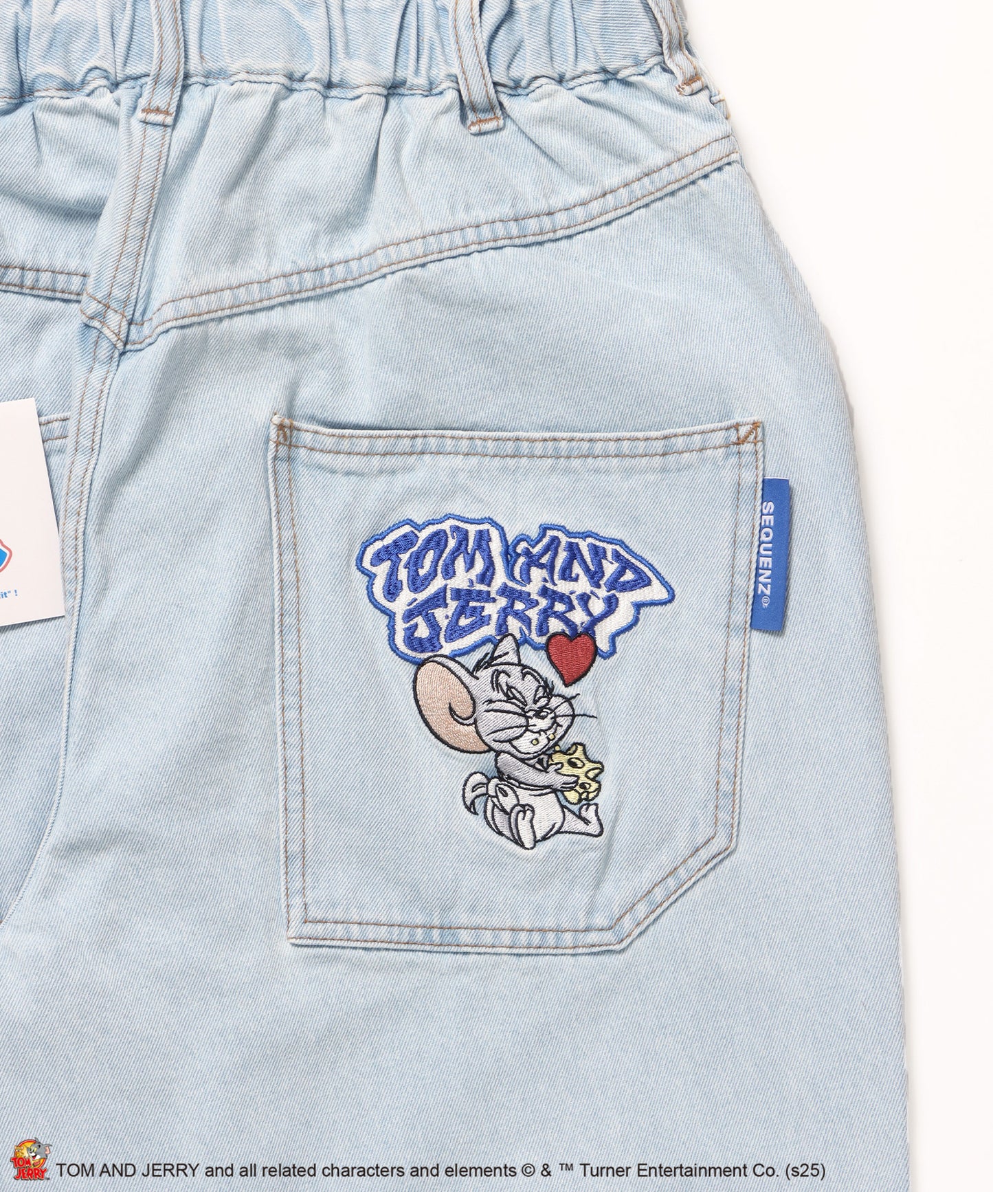 【SEQUENZ(シークエンズ)】TJ CHASE DENIM PANTS / トムとジェリー パンツ 長ズボン ワンポイント 刺繍 サックス