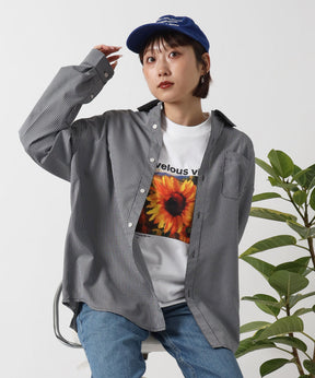 ワンポイント刺繍シャツ / シャツ レギュラー 刺繍 ワンポイント シンプル ポケット ブラック