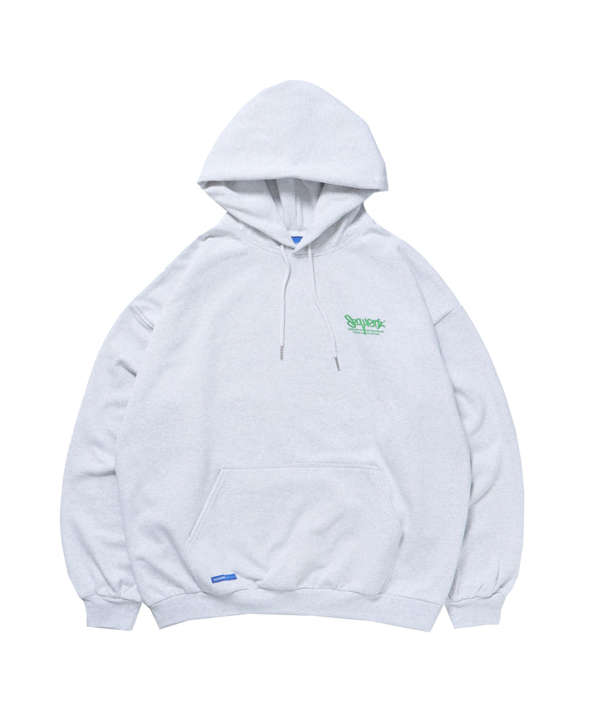 PHOTO COLLAGE P/K / オーバーサイズ 裏起毛 パーカー プルパーカー クルーネック アッシュグレー