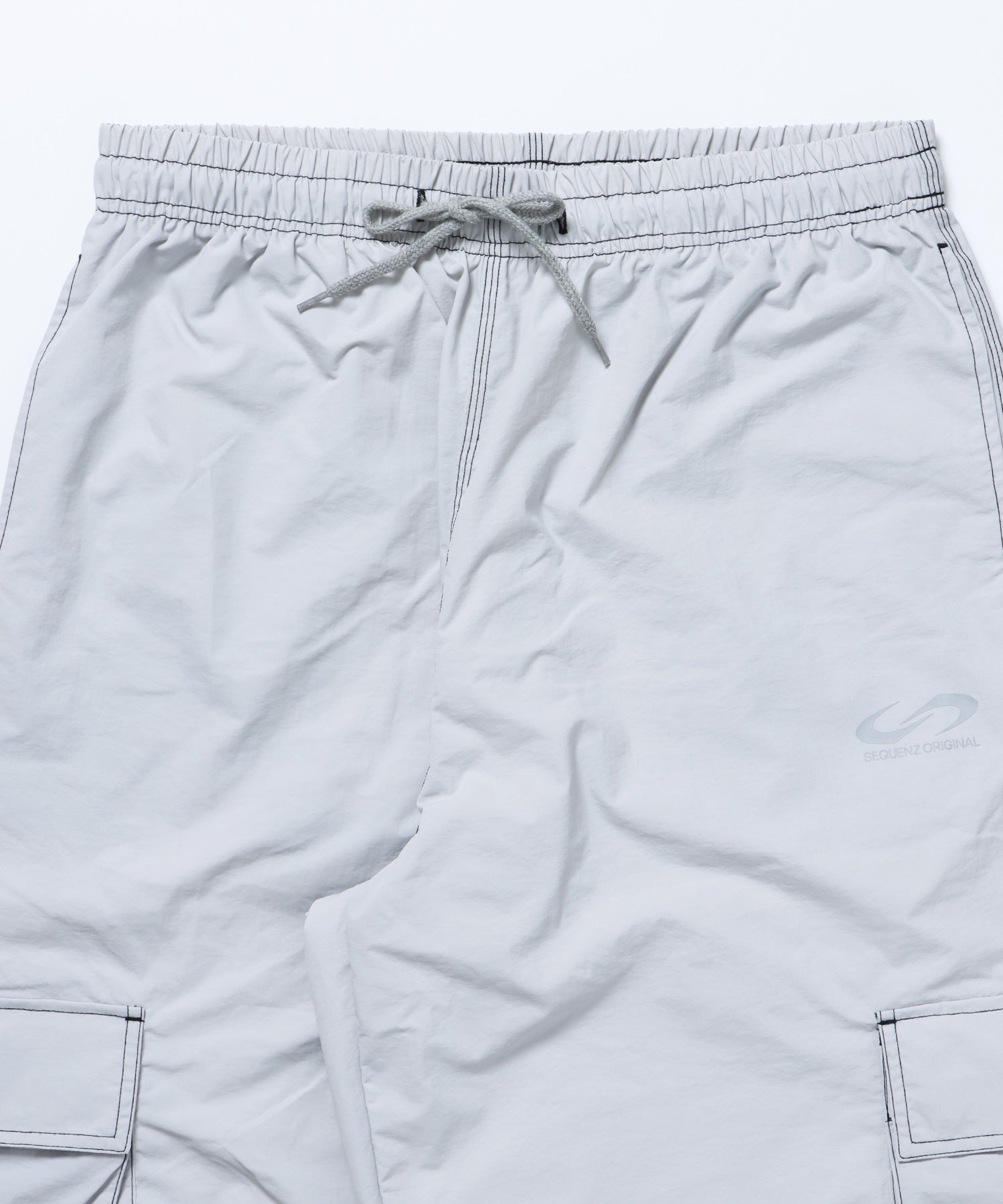 SQNZ SPORTS NYLON PANTS / ドローコード カーゴ ワイドシルエット ゴープコア【セットアップ対応】 グレー