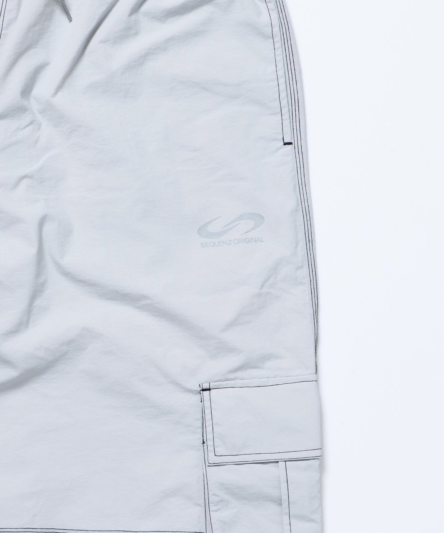 SQNZ SPORTS NYLON PANTS / ドローコード カーゴ ワイドシルエット ゴープコア【セットアップ対応】 グレー