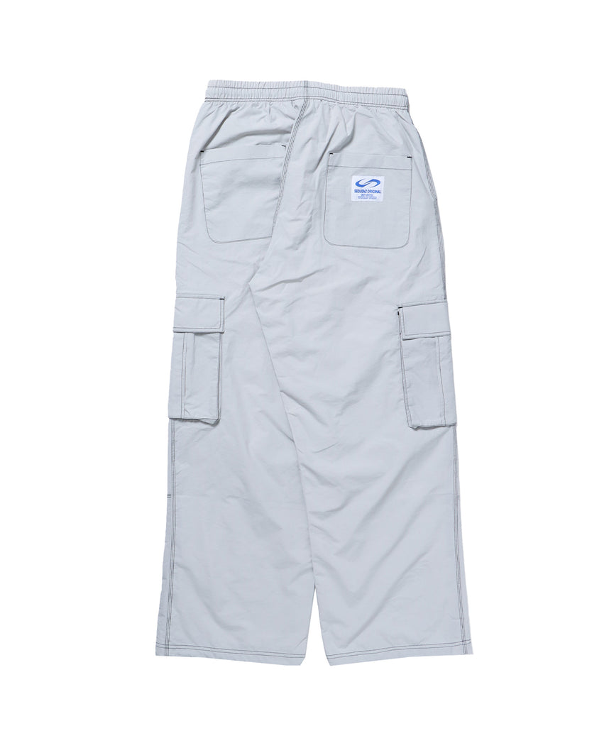 SQNZ SPORTS NYLON PANTS / ドローコード カーゴ ワイドシルエット ゴープコア【セットアップ対応】 グレー