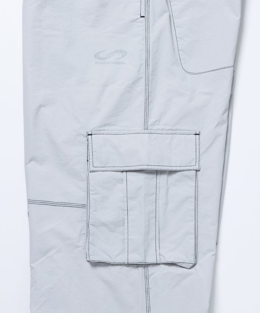 SQNZ SPORTS NYLON PANTS / ドローコード カーゴ ワイドシルエット ゴープコア【セットアップ対応】 グレー