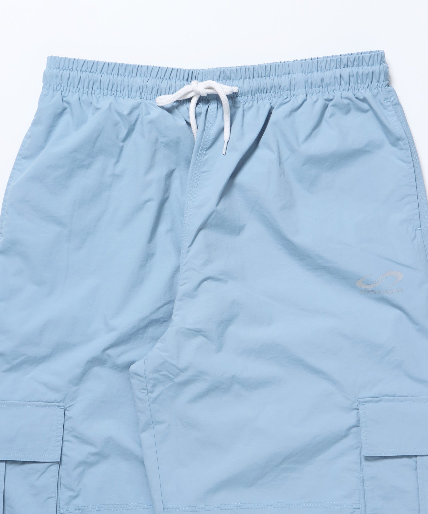 SQNZ SPORTS NYLON PANTS / ドローコード カーゴ ワイドシルエット ゴープコア【セットアップ対応】 ブルーグレー