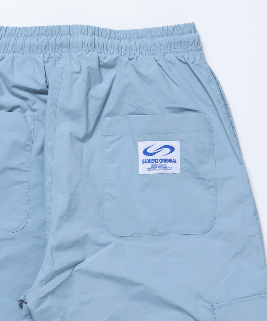 SQNZ SPORTS NYLON PANTS / ドローコード カーゴ ワイドシルエット ゴープコア【セットアップ対応】 ブルーグレー