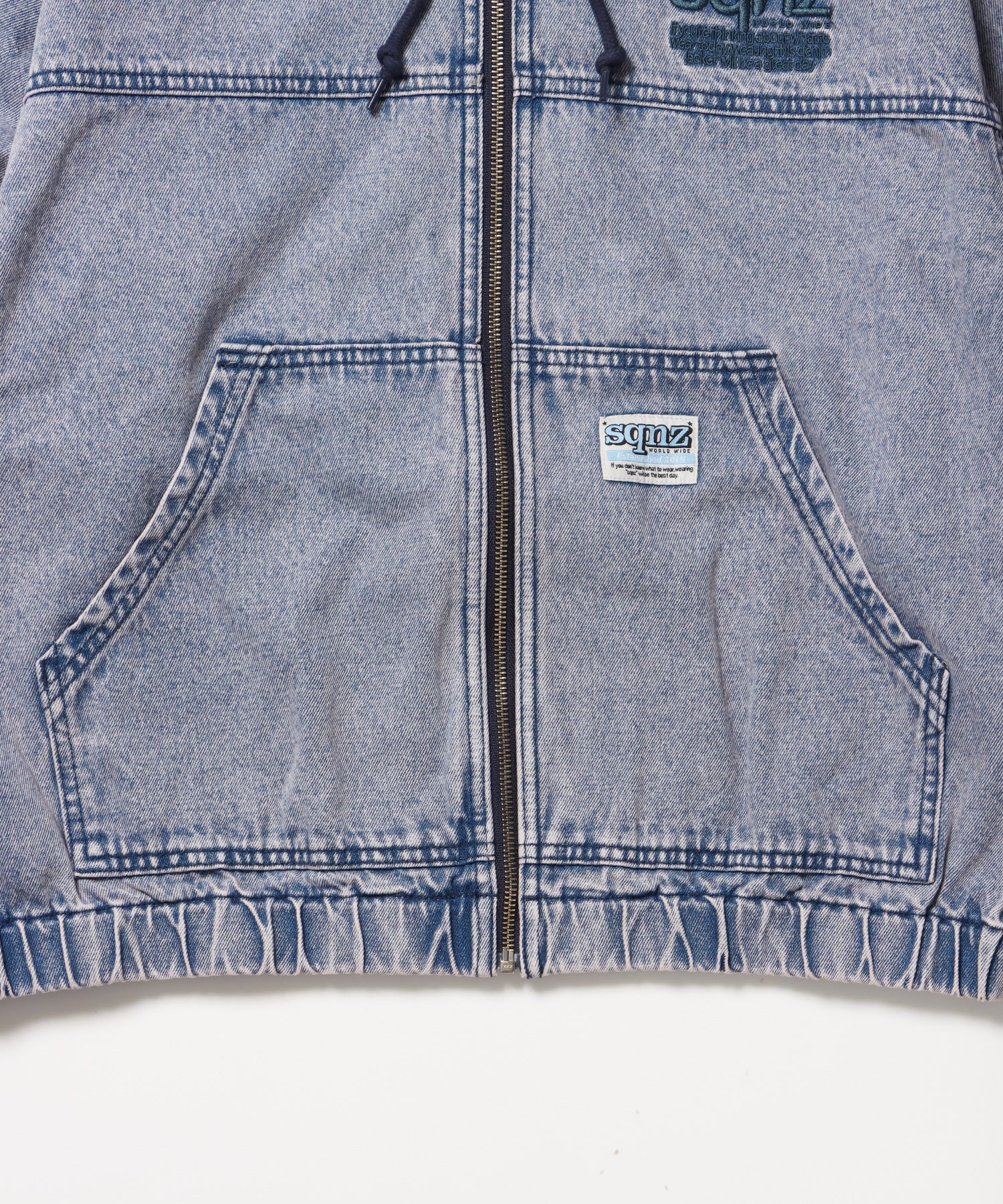 sqnz washed denim jacket / ジップパーカー フルジップ ヴィンテージライク フード オーバーダイ グレイッシュピンク ≪SET UP着用可能≫