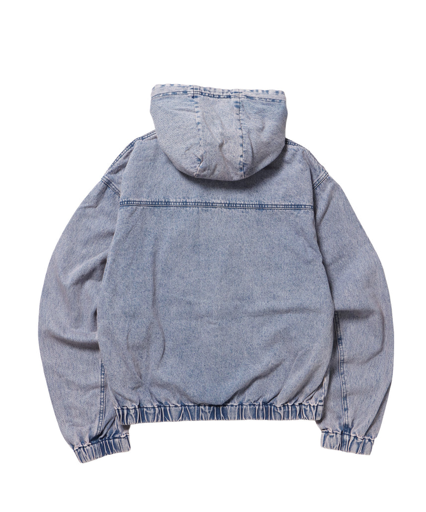 sqnz washed denim jacket / ジップパーカー フルジップ ヴィンテージライク フード オーバーダイ グレイッシュピンク ≪SET UP着用可能≫