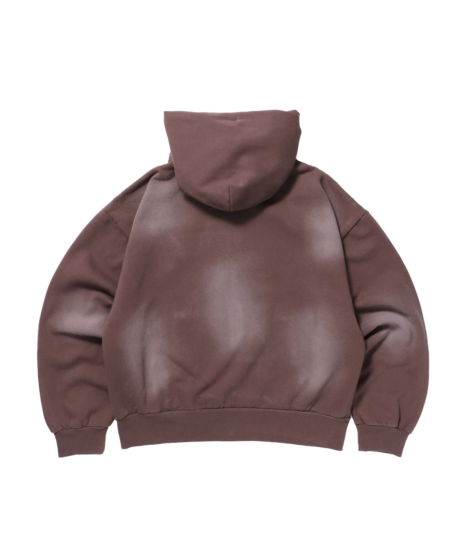 sqnz washed wappen zip p/k / フェード ジップパーカー スタッズ フルジップ オーバーサイズ ヴィンテージライク センターロゴ 裏起毛 ダークブラウン