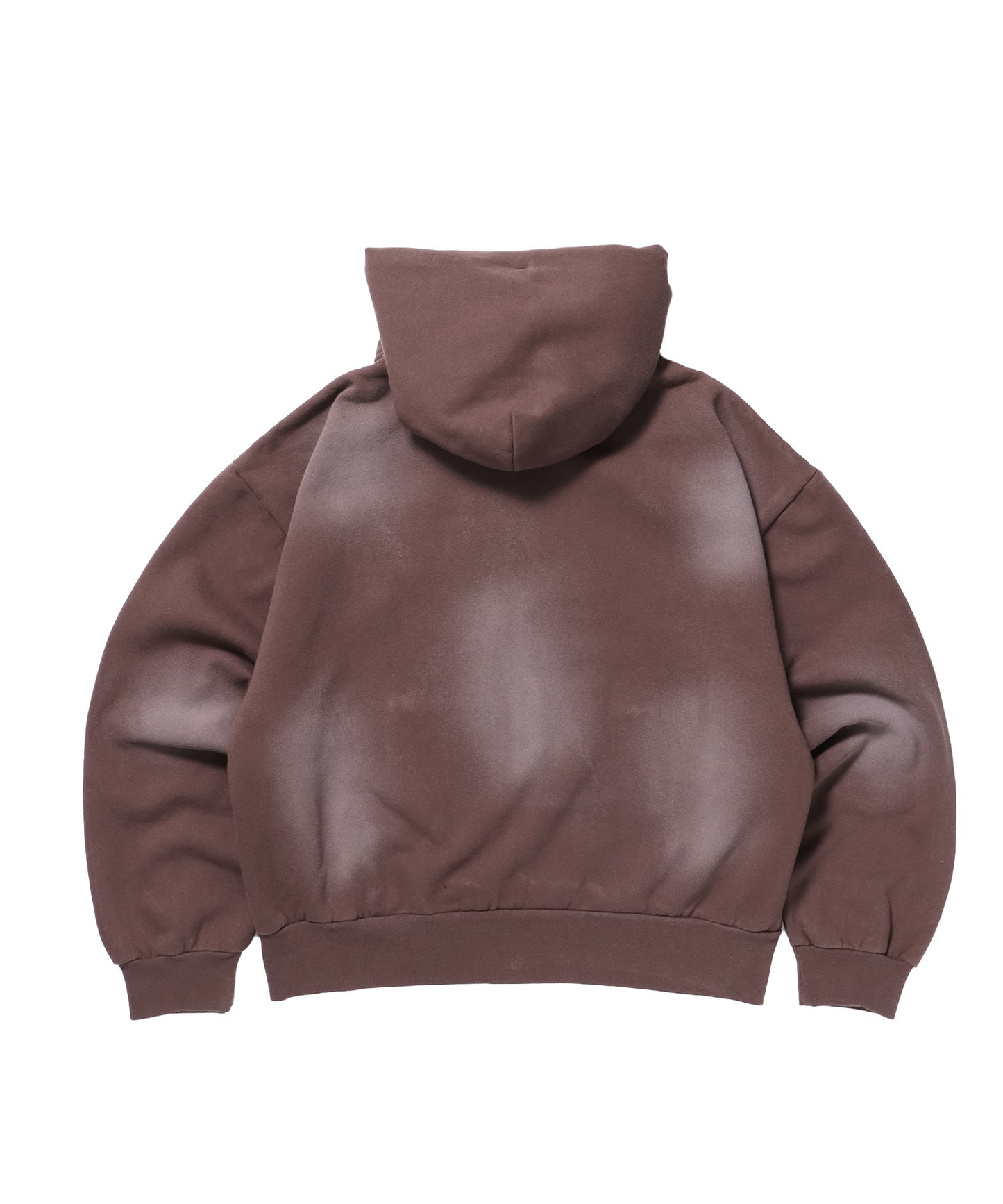 sqnz washed wappen zip p/k / フェード ジップパーカー スタッズ フルジップ オーバーサイズ ヴィンテージライク センターロゴ 裏起毛 ダークブラウン