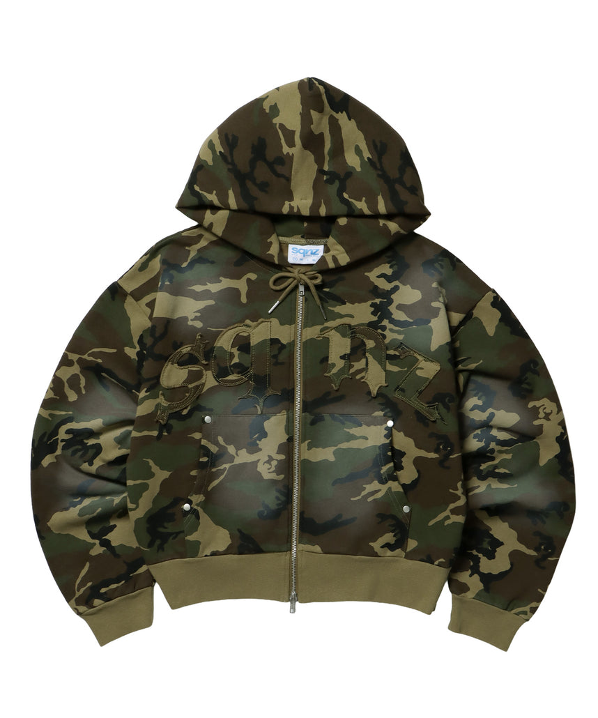 ※WEB限定 / 共地ワッペン裏起毛ジップパーカー / sqnz washed wappen zip p/k 柄80