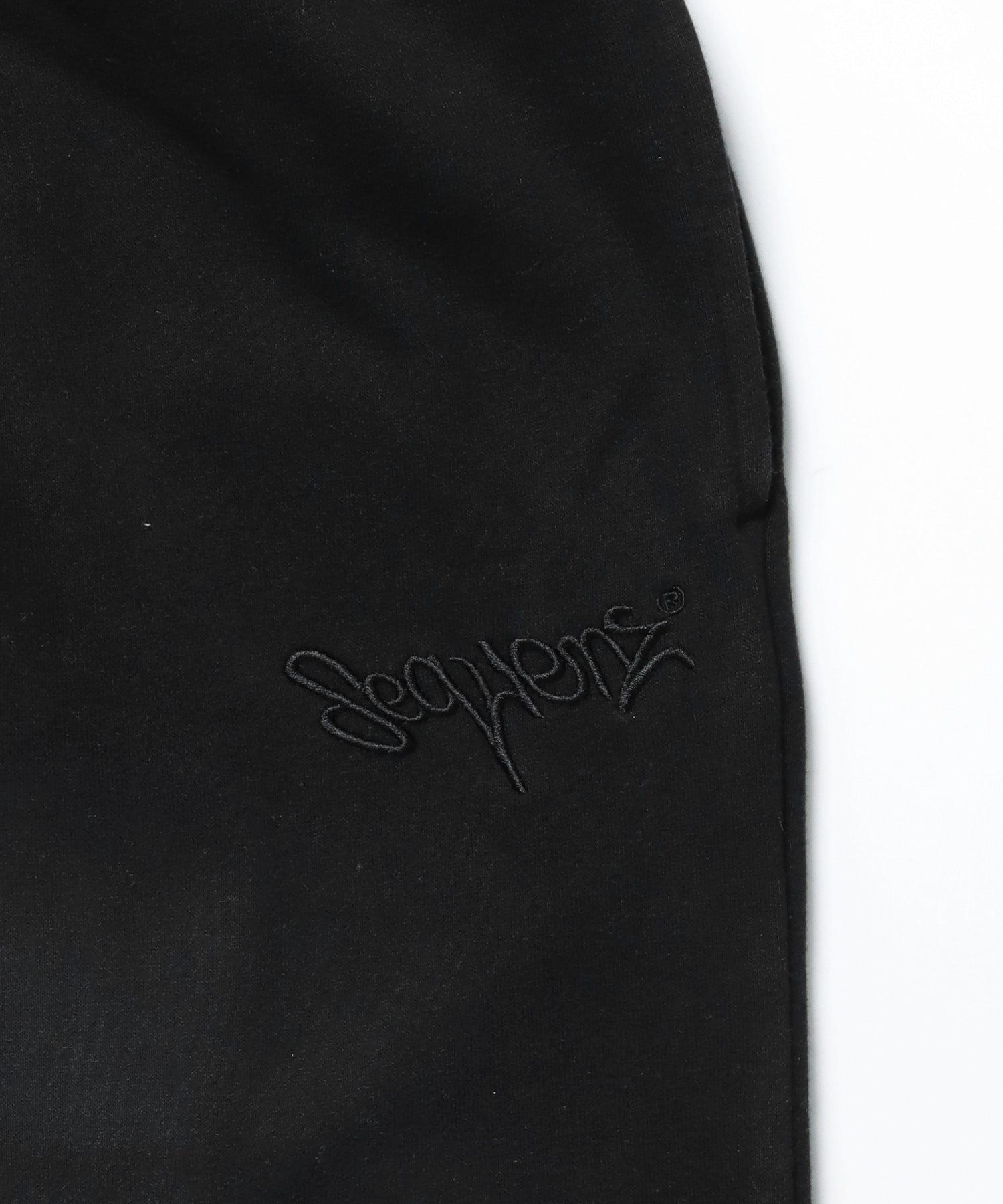 LOGO APPLIQUE SWEAT PANTS / フェード スウェット オーバーサイズ ヴィンテージライク 裏起毛 ブラック
