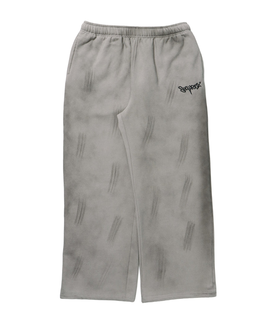 LOGO APPLIQUE SWEAT PANTS / フェード スウェット オーバーサイズ ヴィンテージライク 裏起毛 ライトグレー