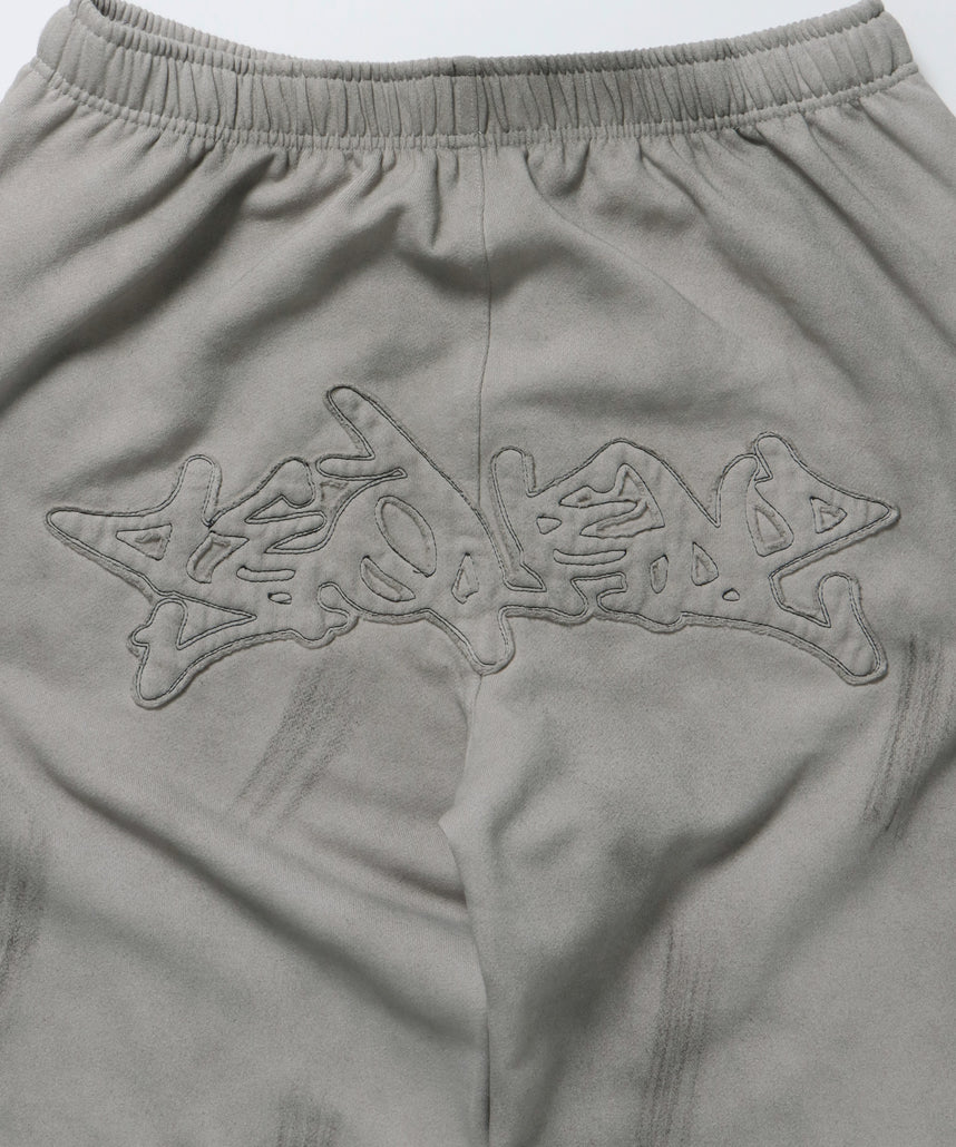 フェード加工スウェットパンツ / LOGO APPLIQUE SWEAT PANTS ライトグレー