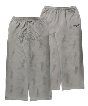 LOGO APPLIQUE SWEAT PANTS / フェード スウェット オーバーサイズ ヴィンテージライク 裏起毛 ライトグレー