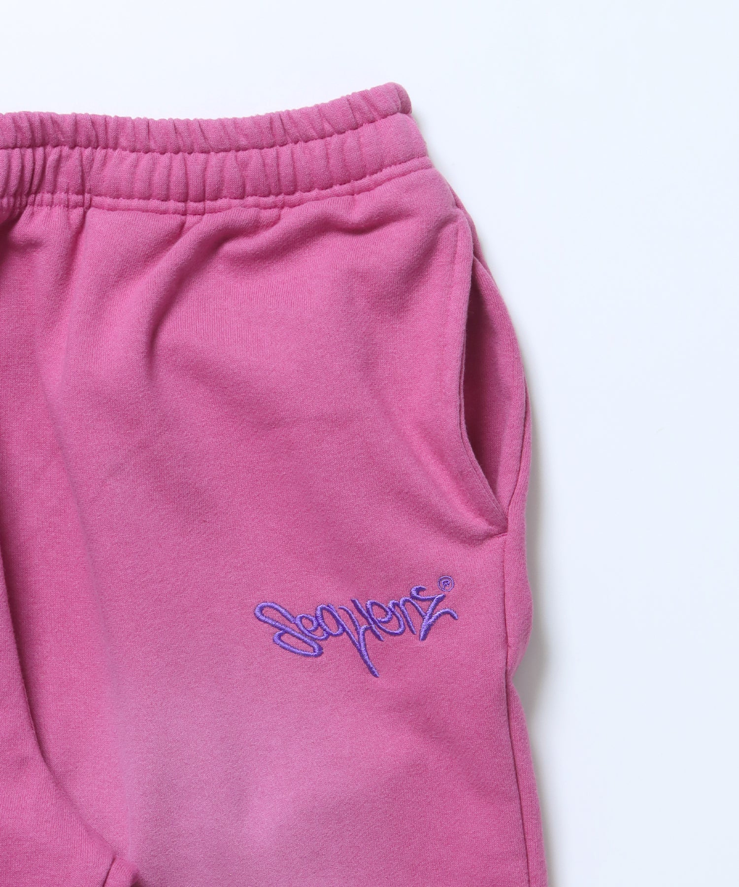 LOGO APPLIQUE SWEAT PANTS / フェード スウェット オーバーサイズ ヴィンテージライク 裏起毛 ピンク