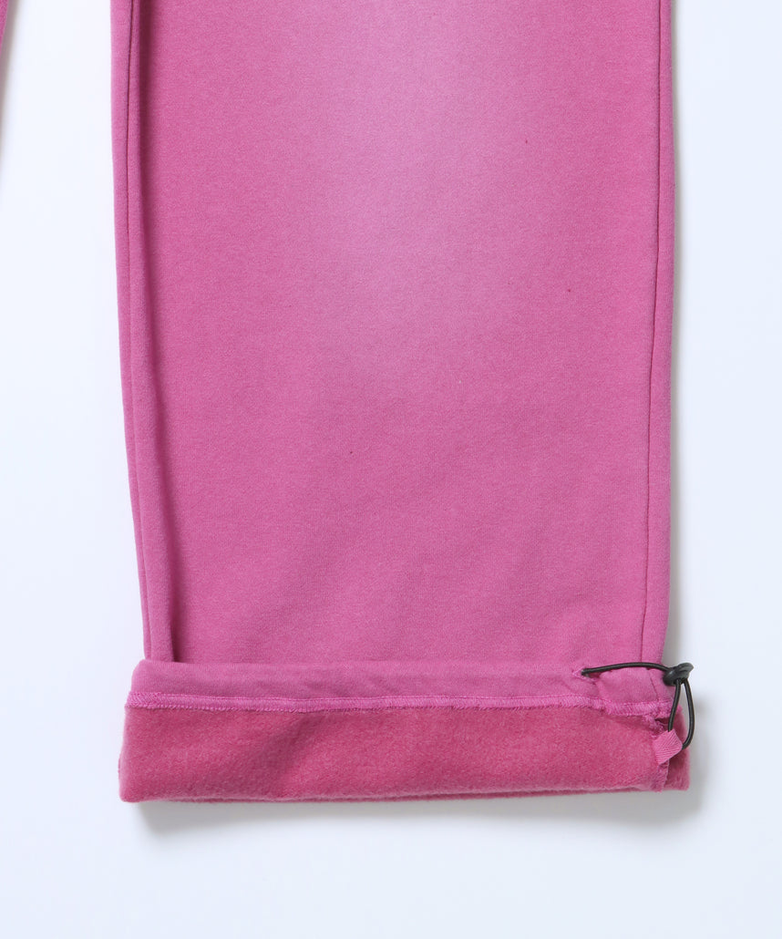 LOGO APPLIQUE SWEAT PANTS / フェード スウェット オーバーサイズ ヴィンテージライク 裏起毛 ピンク