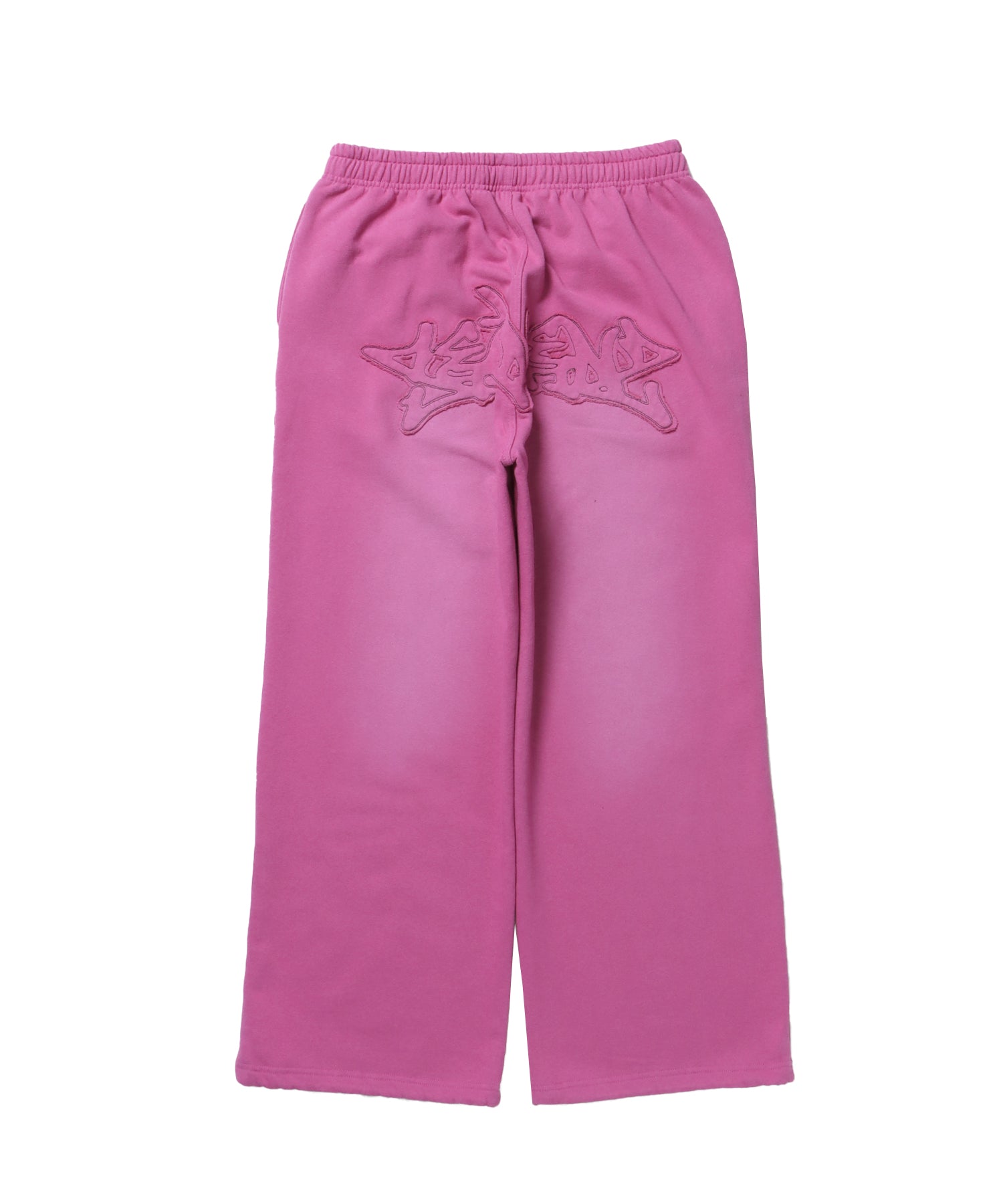LOGO APPLIQUE SWEAT PANTS / フェード スウェット オーバーサイズ ヴィンテージライク 裏起毛 ピンク