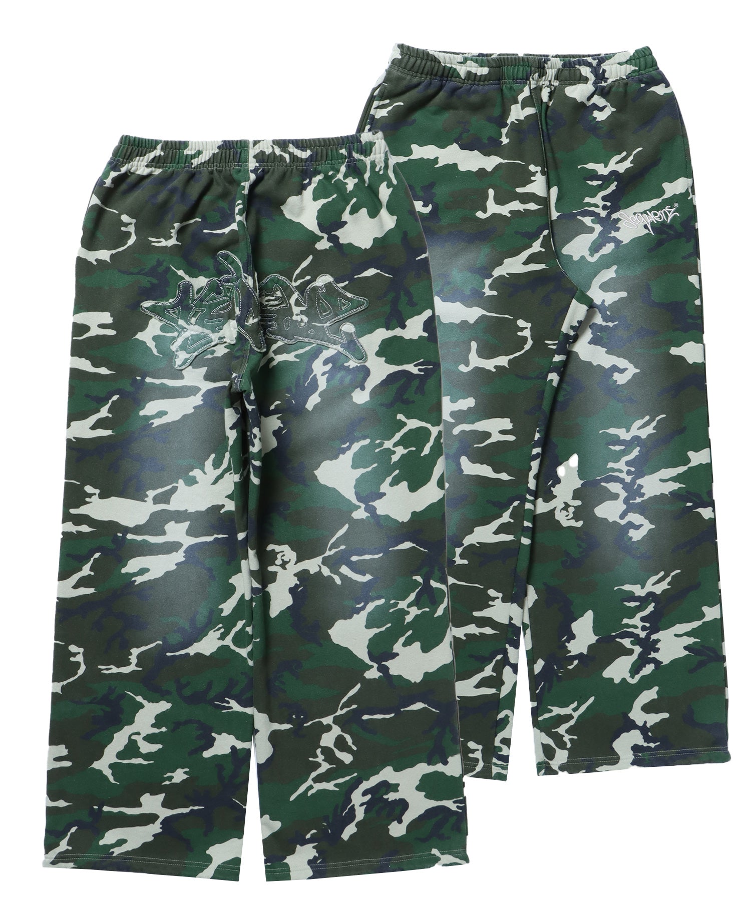 LOGO APPLIQUE SWEAT PANTS / フェード スウェット オーバーサイズ ヴィンテージライク 裏起毛 柄80