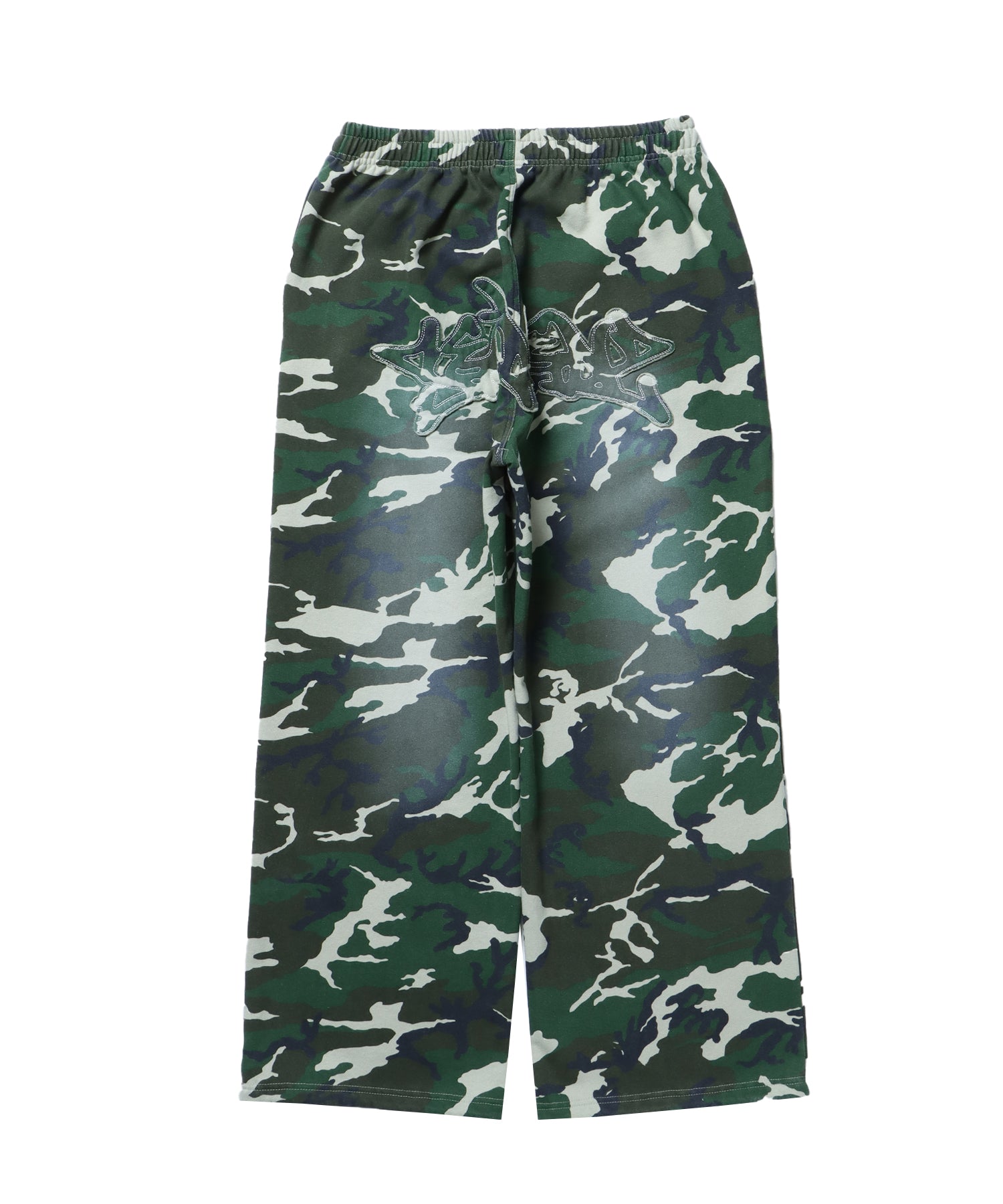 LOGO APPLIQUE SWEAT PANTS / フェード スウェット オーバーサイズ ヴィンテージライク 裏起毛 柄80