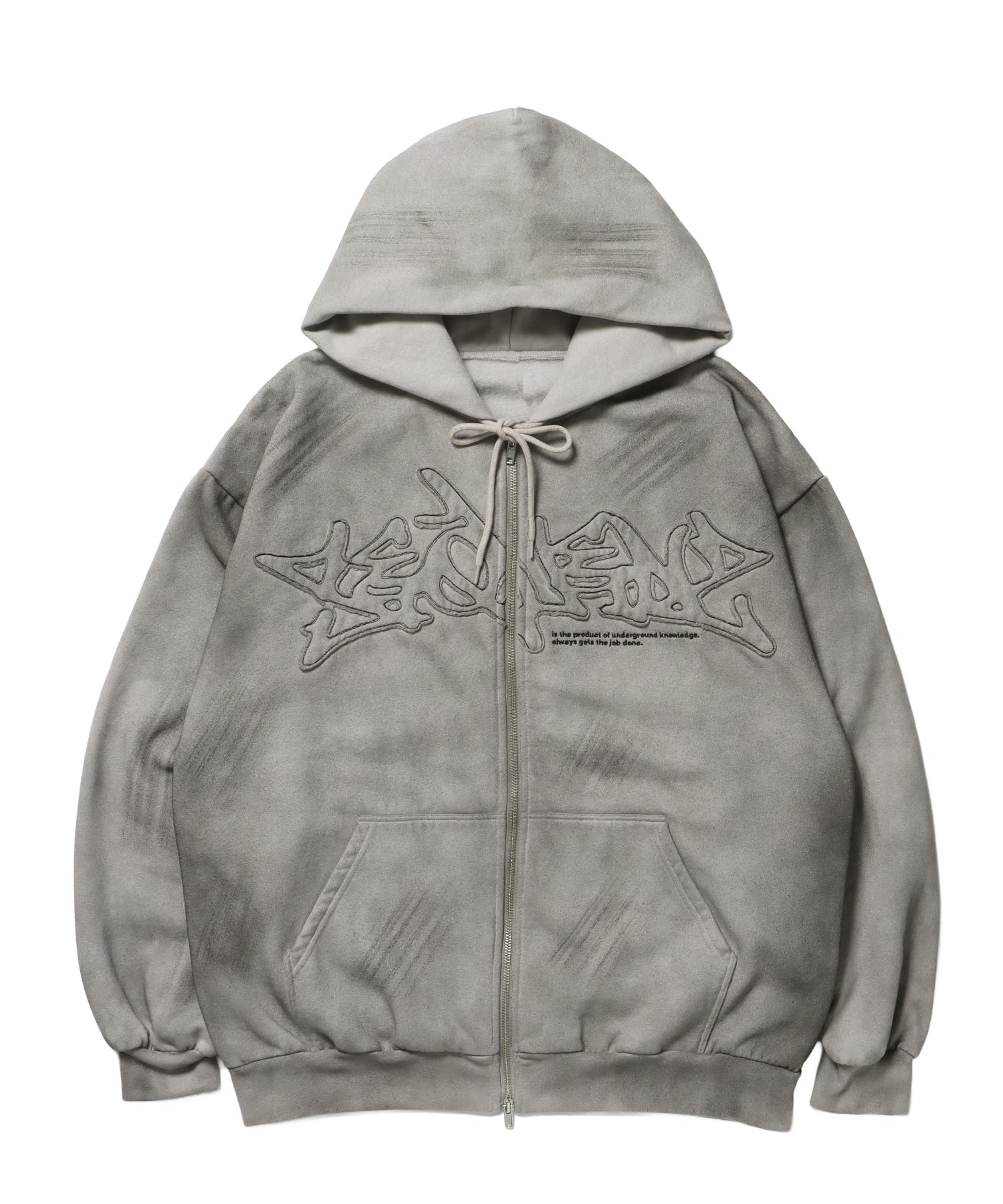加工ワッペンジップパーカー / LOGO APPLIQUE ZIP HOODIE ライトグレー ≪SET UP着用可能≫
