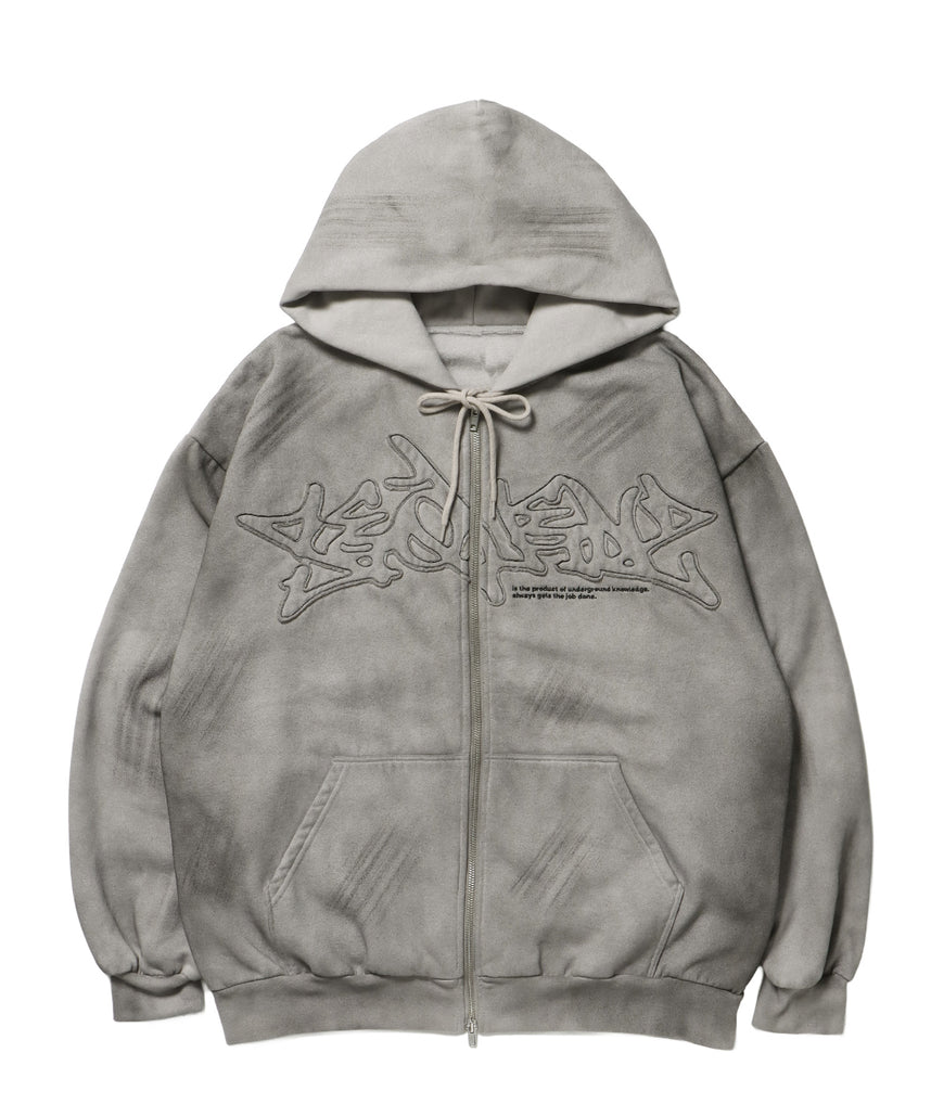 加工ワッペンジップパーカー / LOGO APPLIQUE ZIP HOODIE ライトグレー ≪SET UP着用可能≫