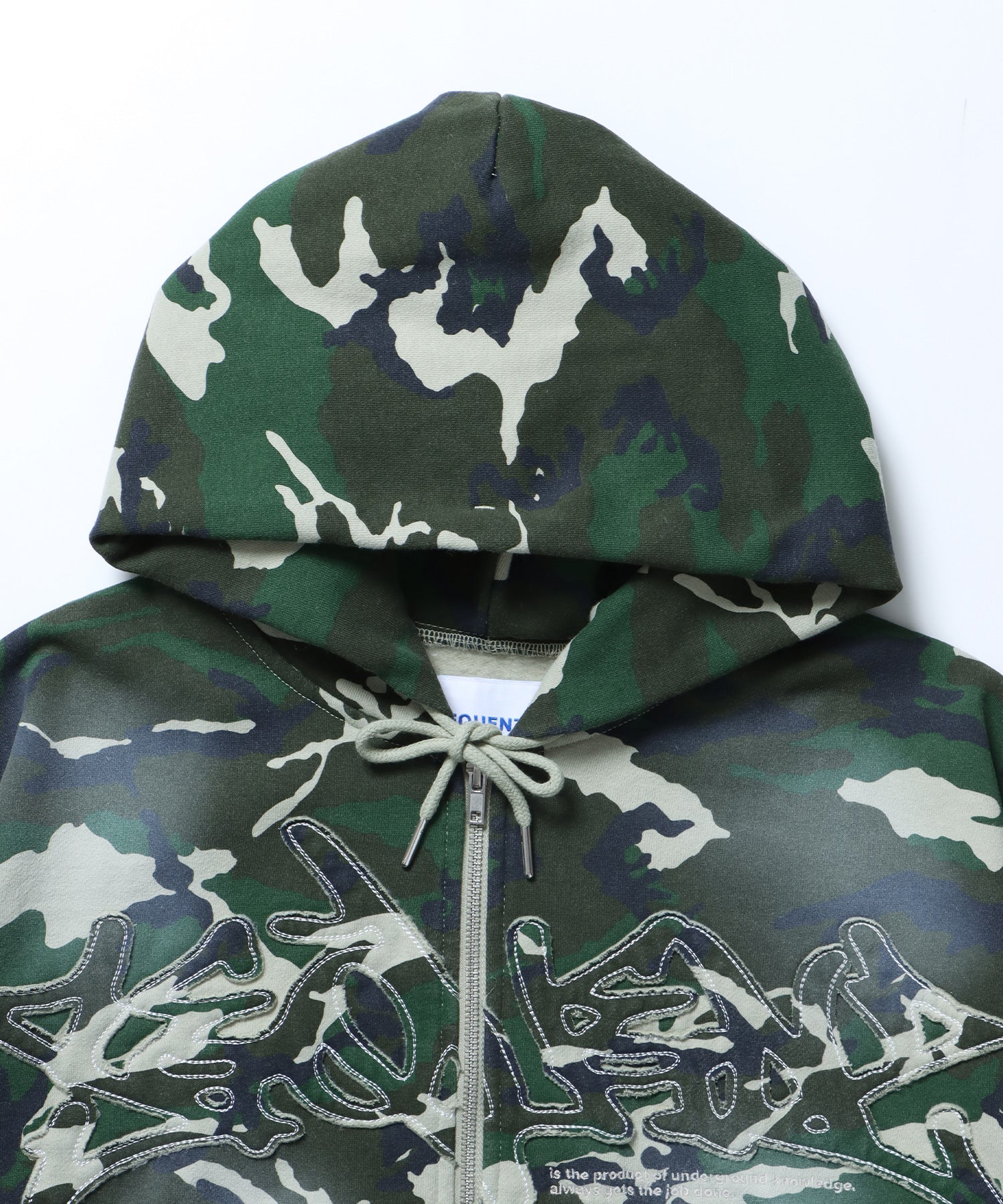 LOGO APPLIQUE ZIP HOODIE / フェード フルジップ オーバーサイズ ヴィンテージライク センターロゴ 裏起毛 柄80 ≪SET UP着用可能≫