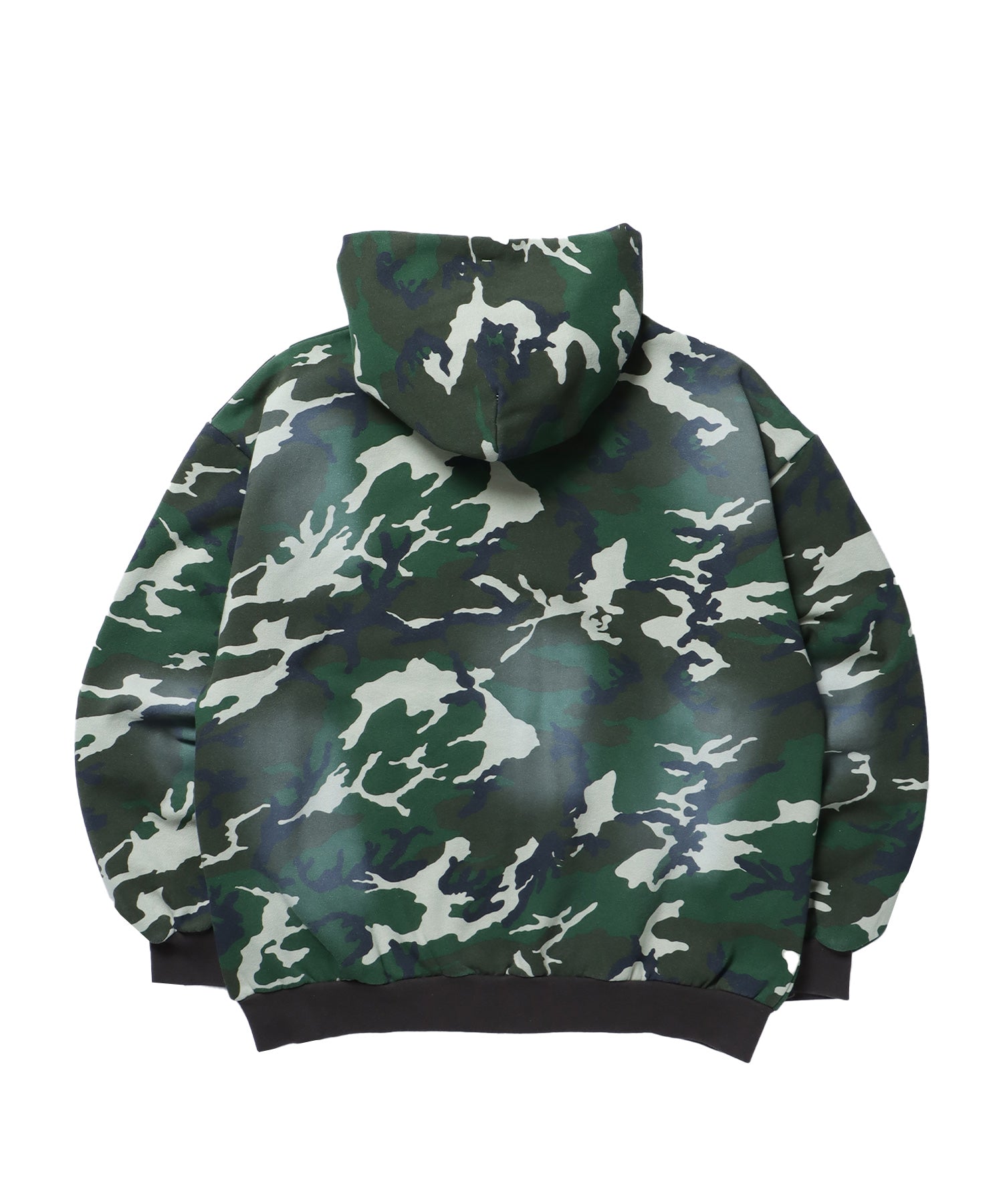 LOGO APPLIQUE ZIP HOODIE / フェード フルジップ オーバーサイズ ヴィンテージライク センターロゴ 裏起毛 柄80 ≪SET UP着用可能≫