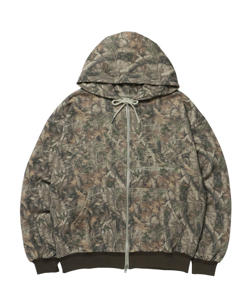 LOGO APPLIQUE ZIP HOODIE / フェード フルジップ オーバーサイズ ヴィンテージライク センターロゴ 裏毛 柄81 ≪SET UP着用可能≫